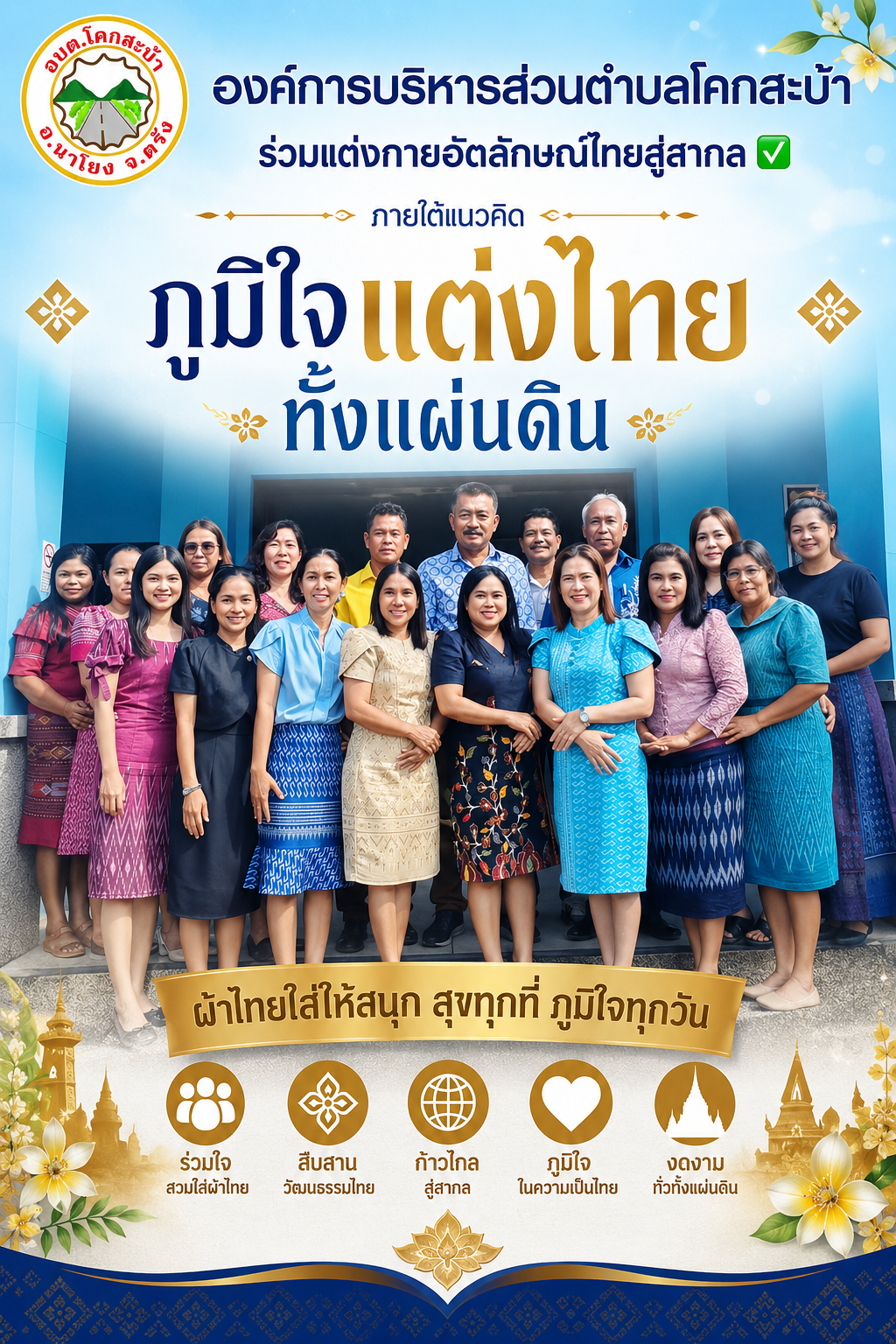 องค์การบริหารส่วนตำบลโคกสะบ้าร่วมแต่งกายอัตลักษณ์ไทยสู่สากล